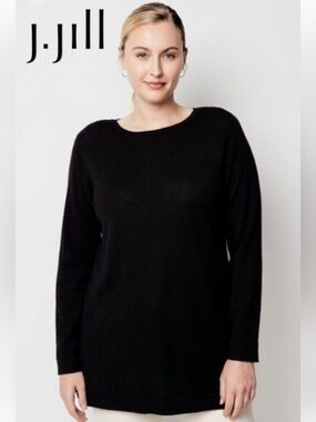 J. Jill Black Long Sleeves Sweater Large Petite Minimalist‎ Cozy Workwear Casual